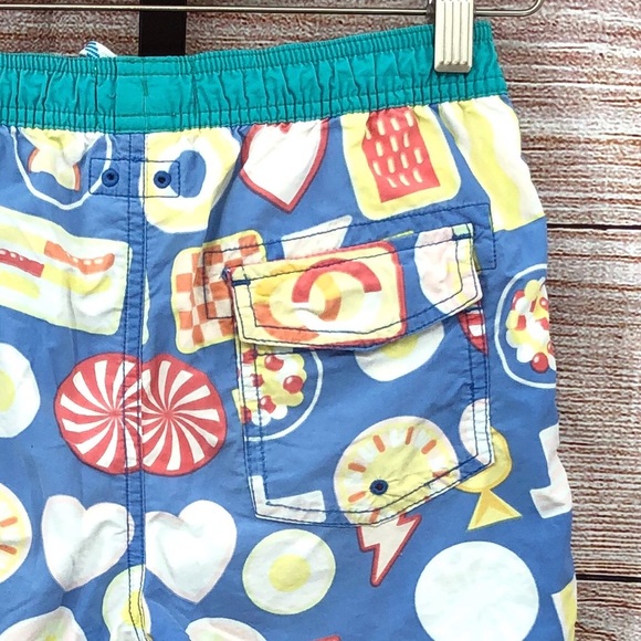 Crewcuts x Kids Made Modern Blue Candy Print Swim Trunks Size 10 - Picture 5 of 12